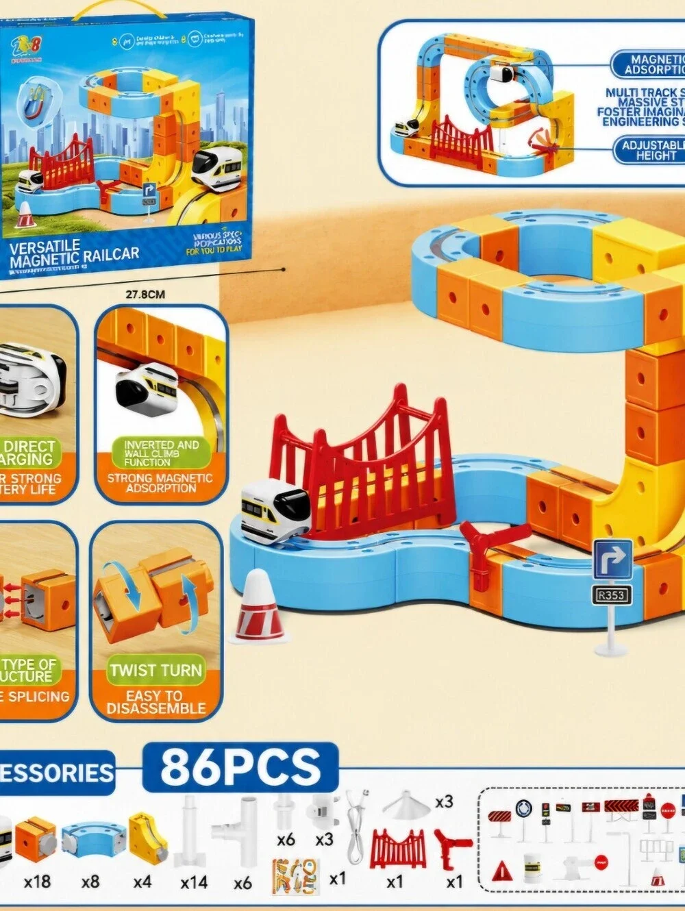 New Kids Electric Train STEM Building Track